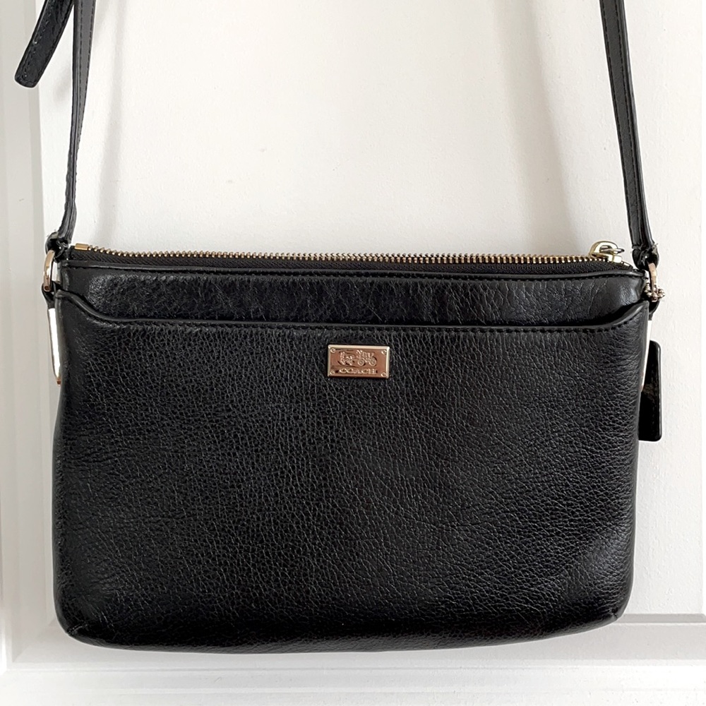 Coach Slim Black Leather Crossbody Purse
